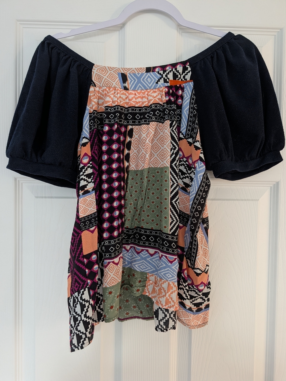 Anthropologie Maeve Patchwork Print Tunic Blouse S Boho Cottagecore Puff Sleeve - Picture 5 of 8